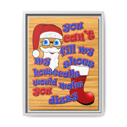 santa's shoes - framed canvas art (butterscotch wood finish)