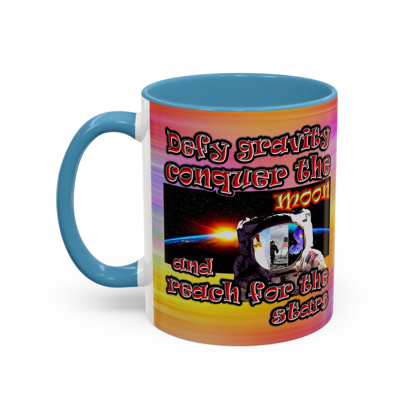 defy conquer reach - Accent Mug (color blur)
