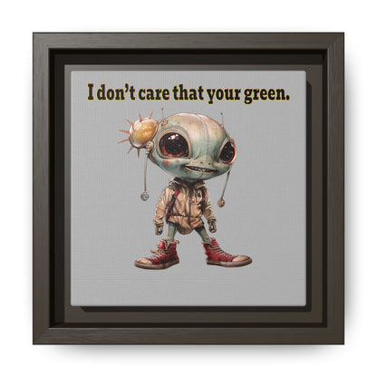 I don't care that your green - framed canvas art (light grey)