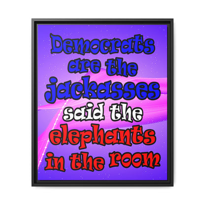 donkeys and elephants - framed canvas art (purple-pink wave)