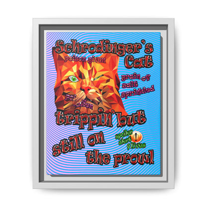 schrodinger's cat - framed canvas art (light blue-purple wave)