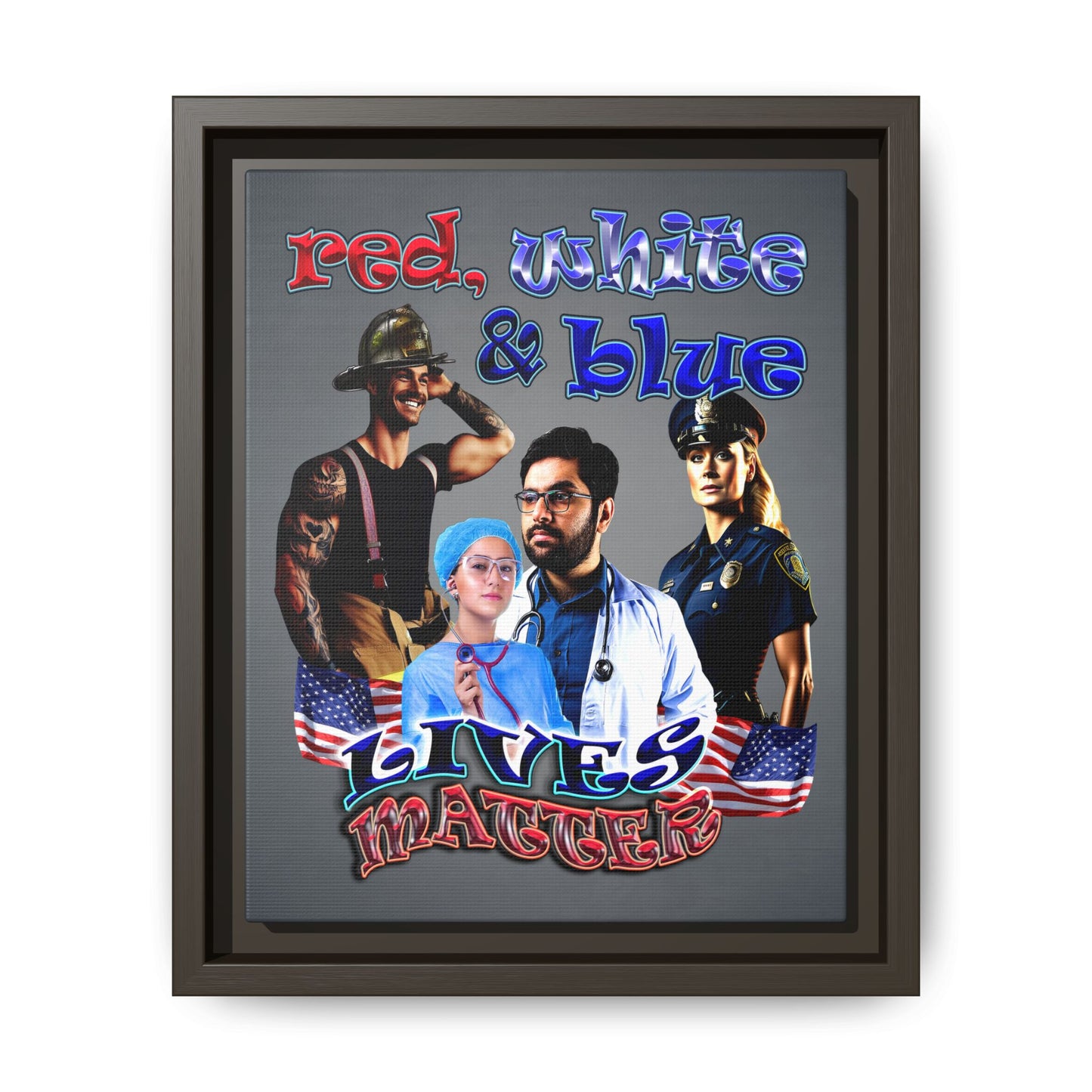 rw&b lives matter - framed canvas art (grey-light grey)