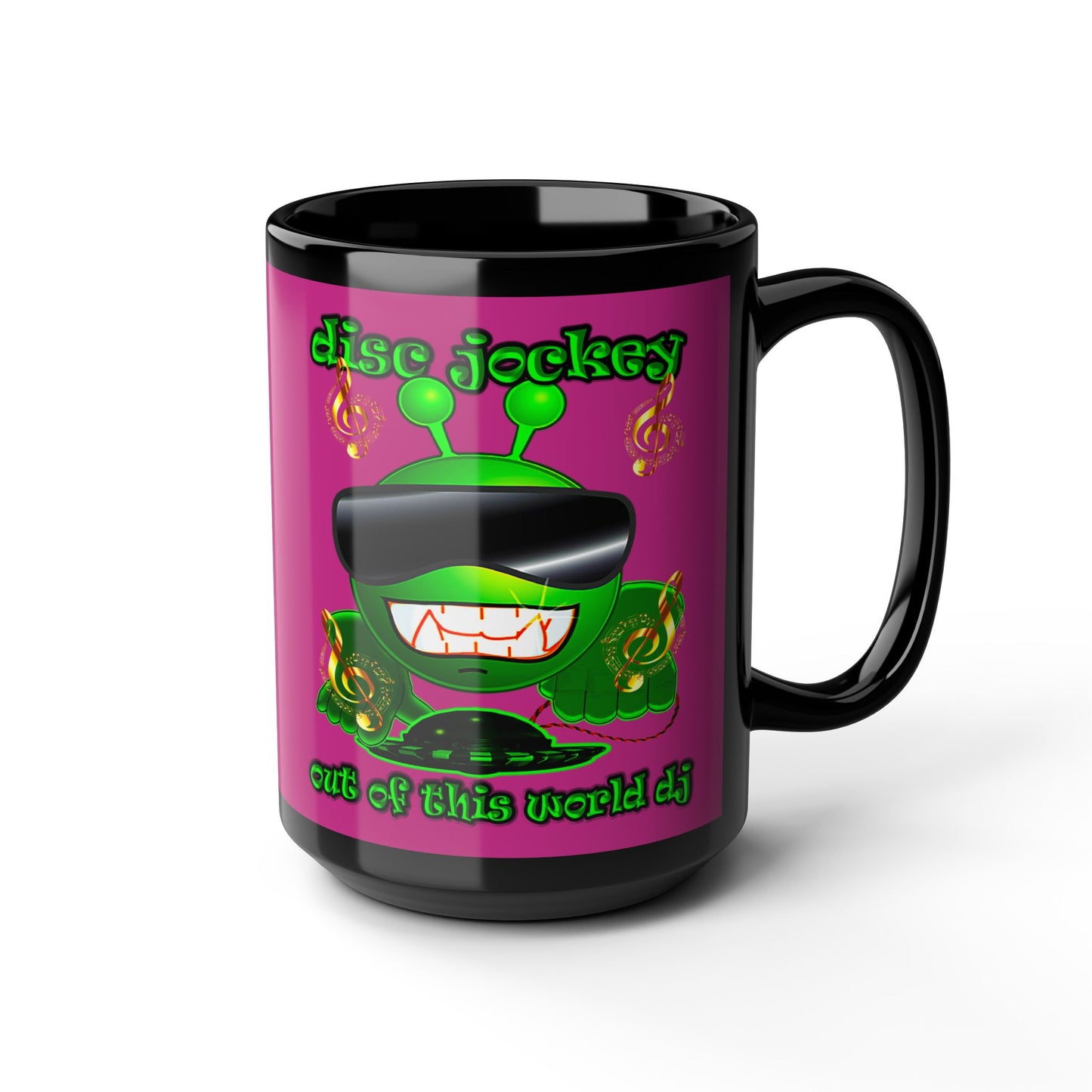 disc jockey - Black Mug (pink)