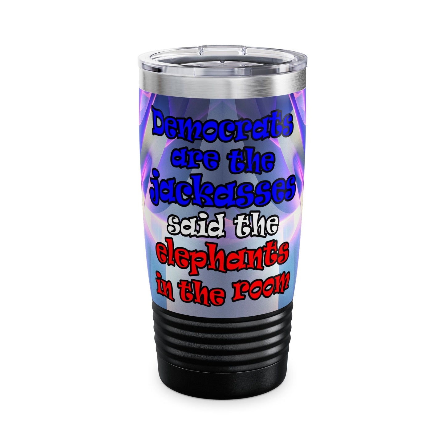 donkeys and elephants - Ringneck Tumbler, 20oz (grey-pink wave)