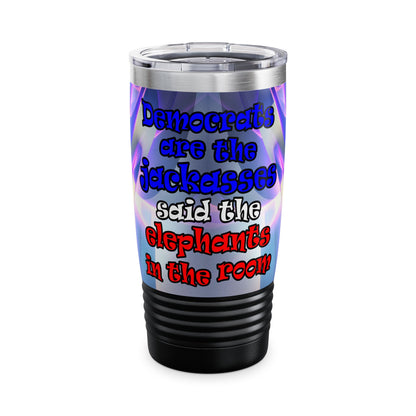 donkeys and elephants - Ringneck Tumbler, 20oz (grey-pink wave)