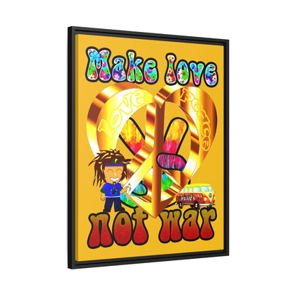 love peace - framed canvas art (yellow)