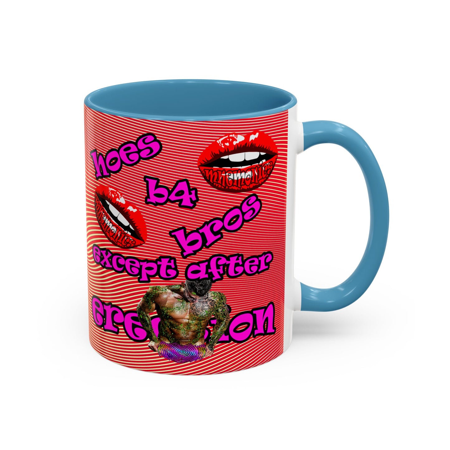 hoes b4 bros - Accent Mug (yellow-orange wave)