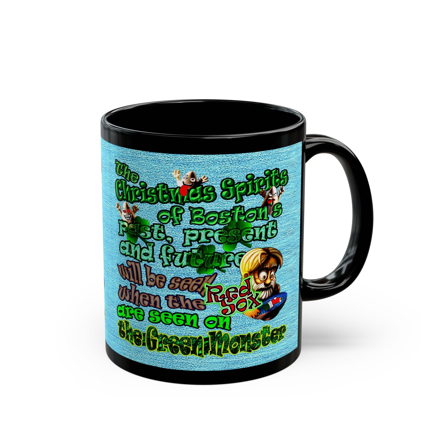 christmas spirits of boston - Black Mug (faded blue)