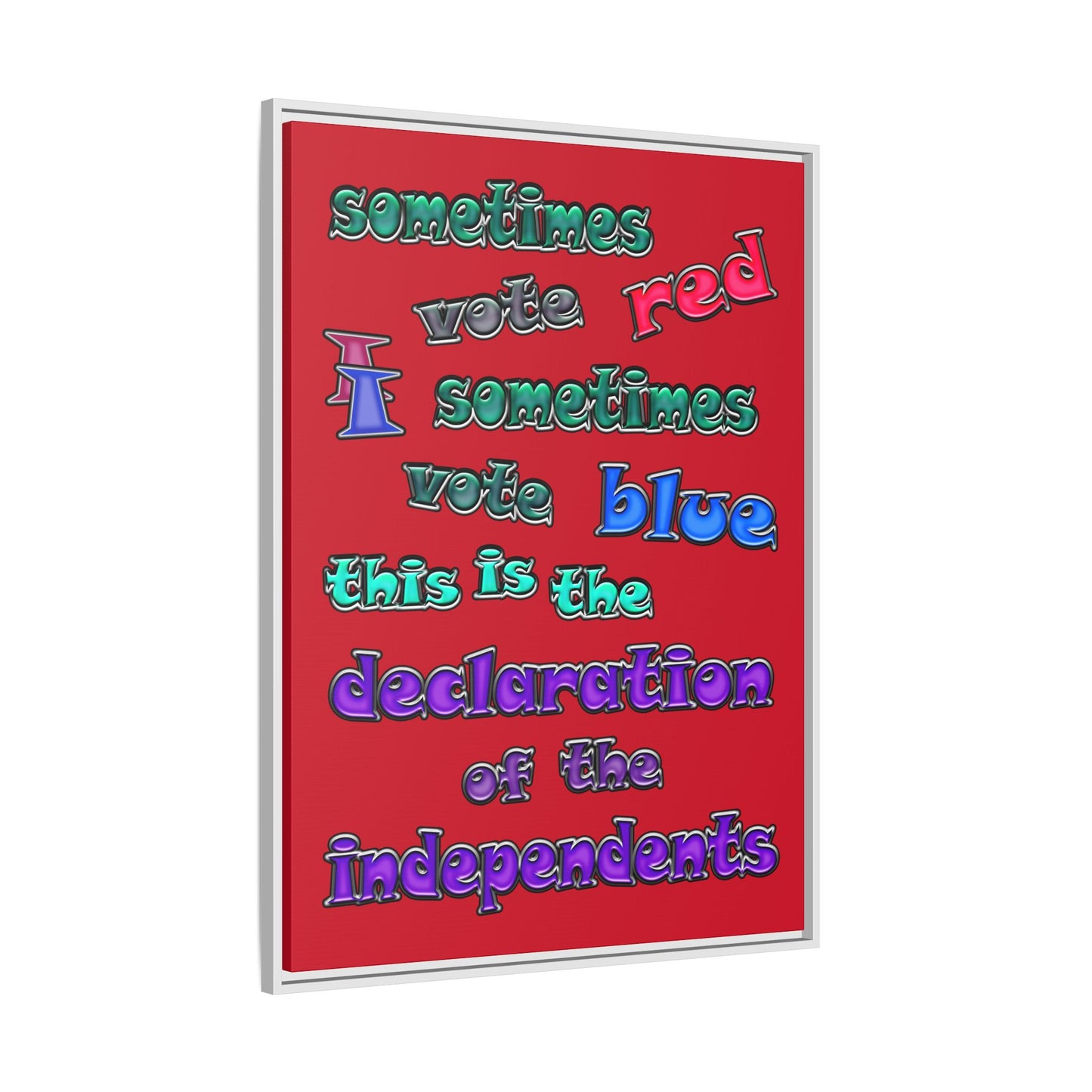 declaration of the independents - framed canvas art (dark red)