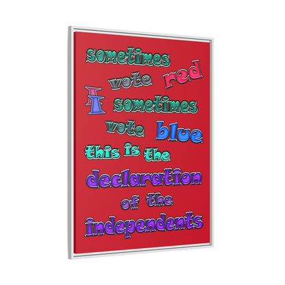 declaration of the independents - framed canvas art (dark red)