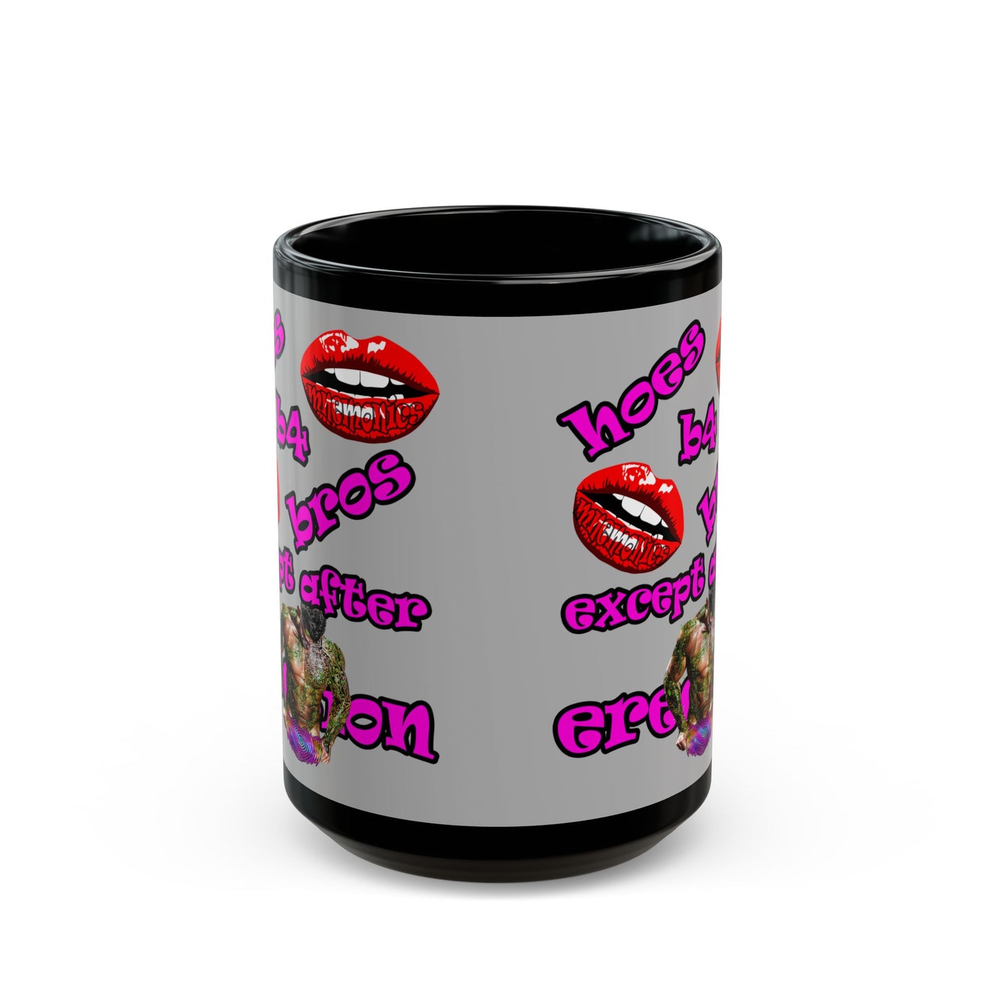 hoes b4 bros - Black Mug (light grey)