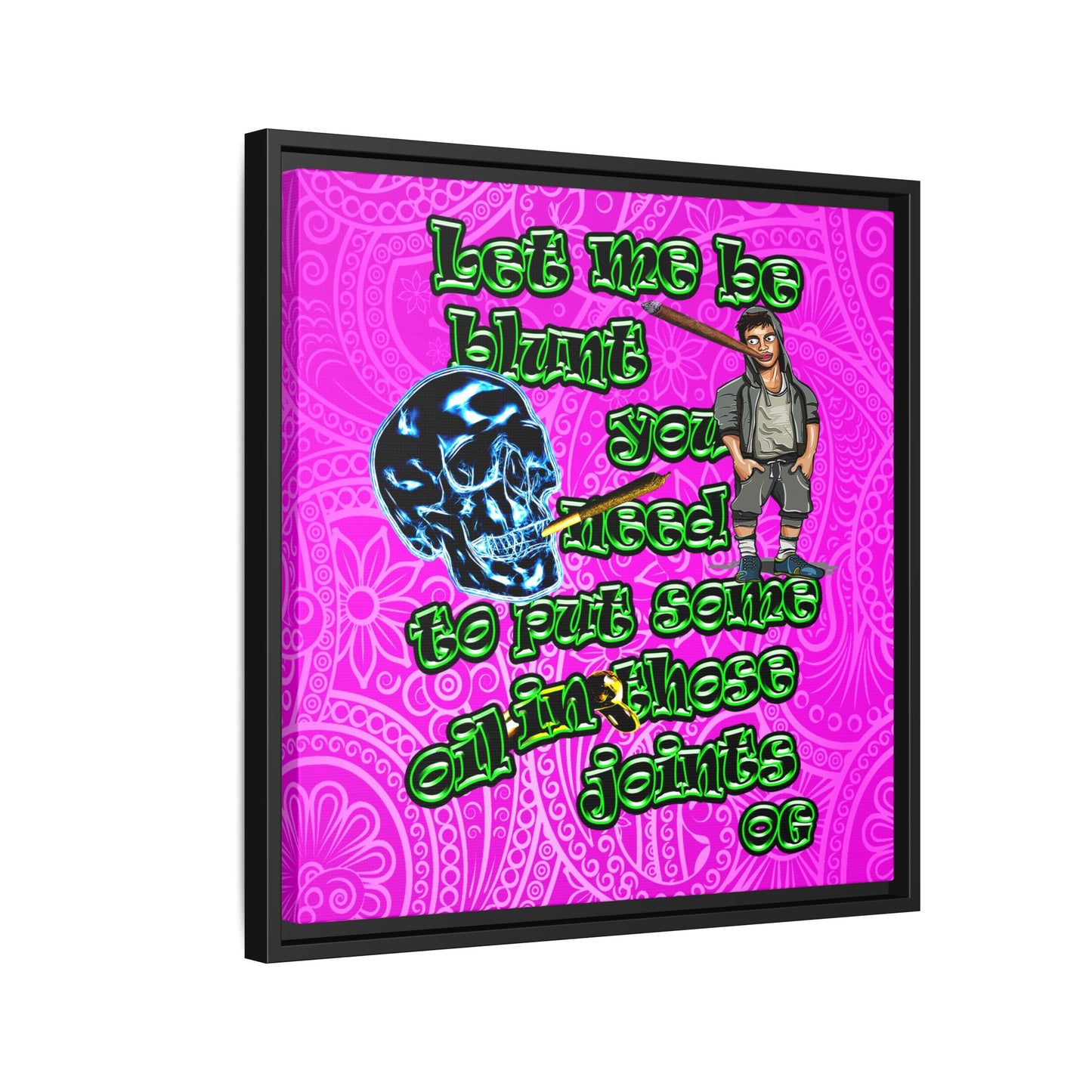 og - framed canvas art (pink swirl)
