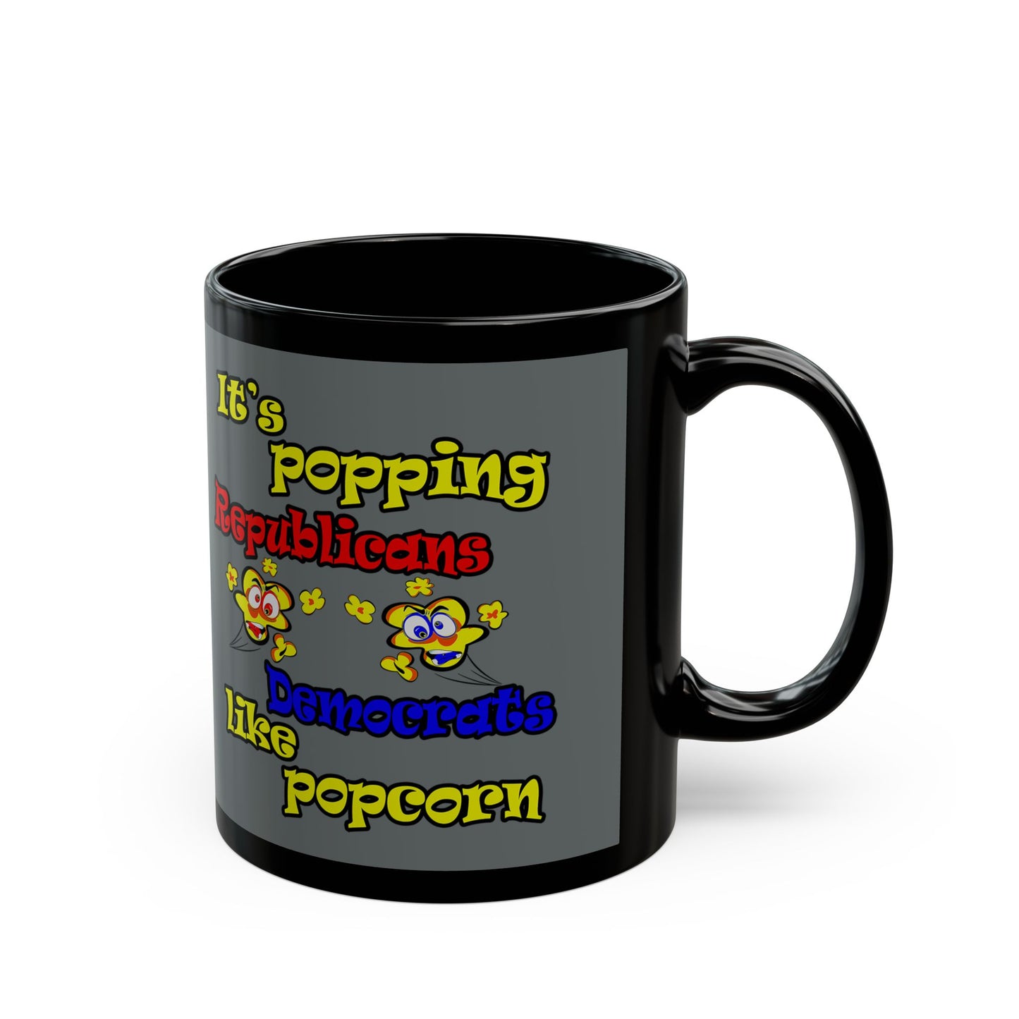 popping like popcorn - Black Mug (dark grey)