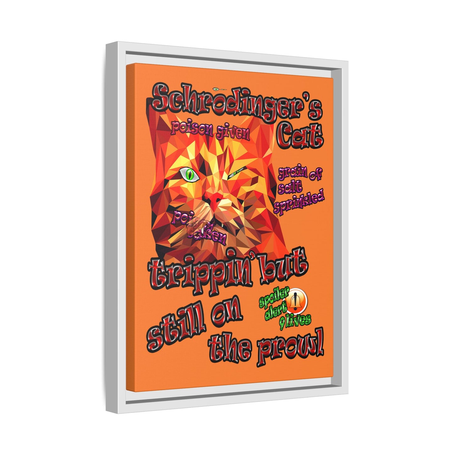 schrodinger's cat - framed canvas art (crusta)