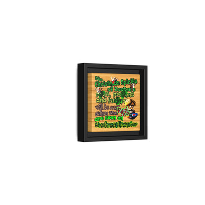 christmas spirits of boston - framed canvas art (butterscotch wood finish)