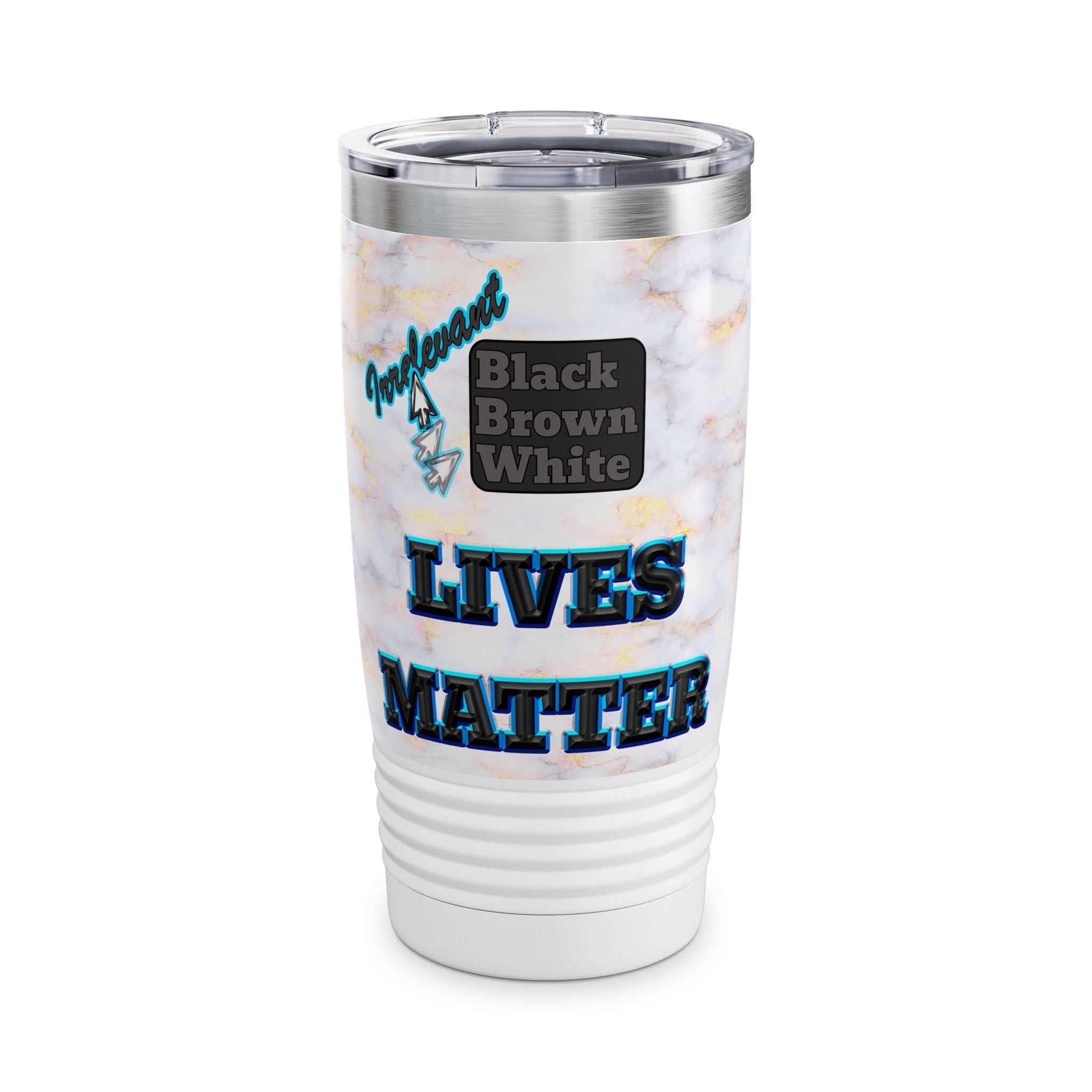 irrelevant - Ringneck Tumbler, 20oz (white marble)