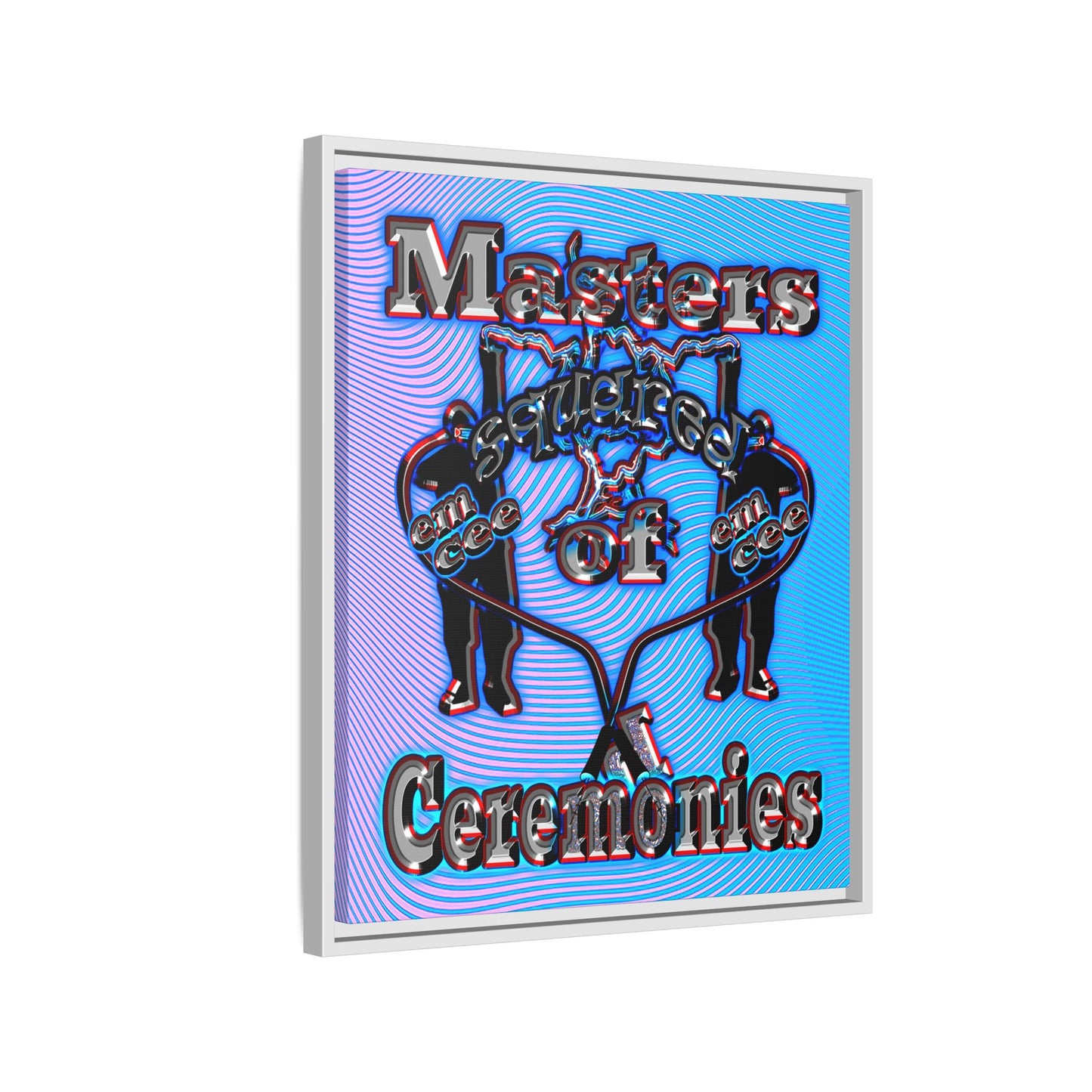 em cee squared - framed canvas art (light blue-purple wave)