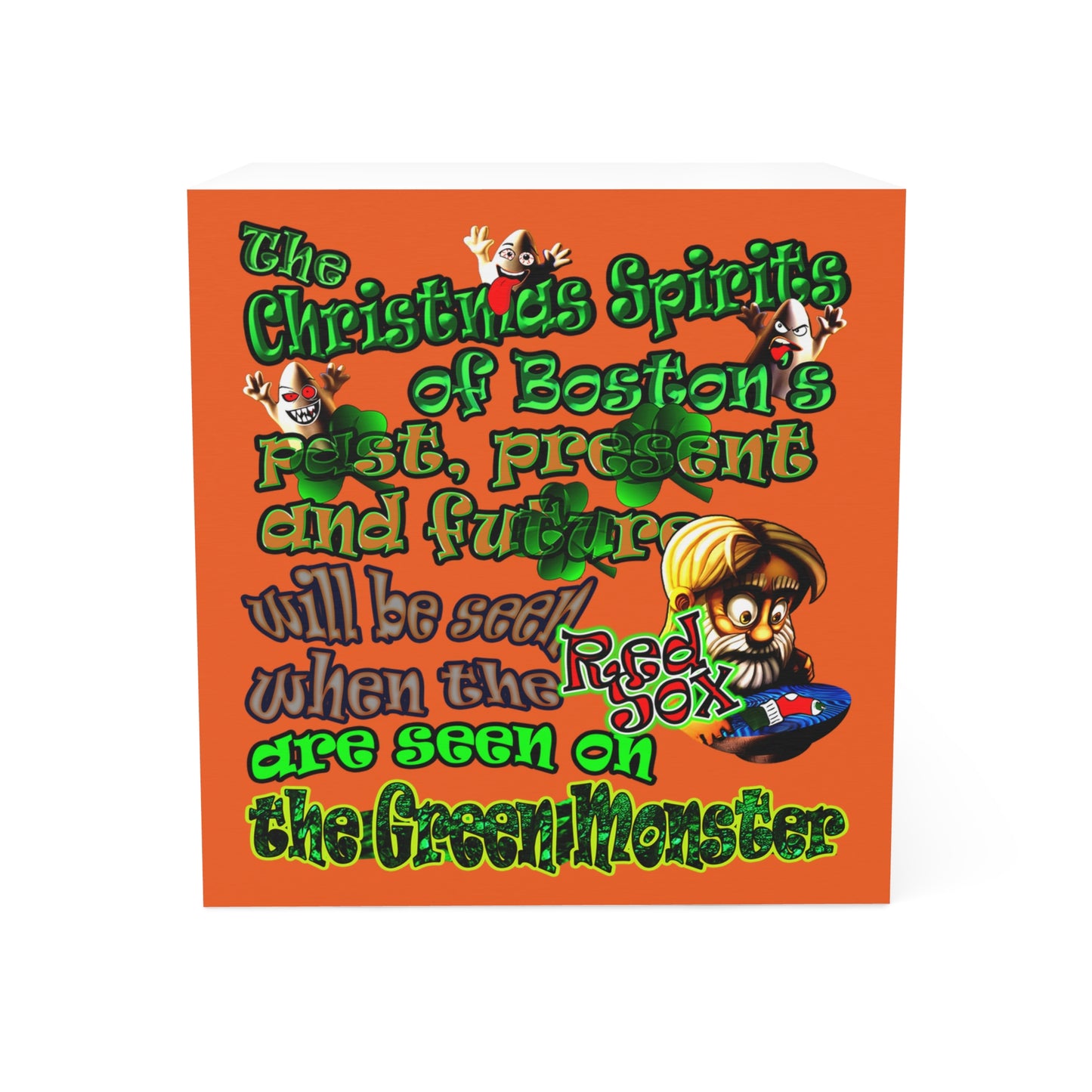 christmas spirits of boston - note cube (orange)