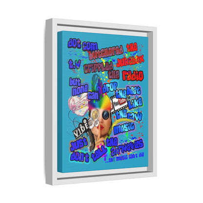 drop the beat - framed canvas art (turquoise)