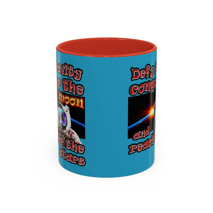 defy conquer reach - Accent Mug (turquoise)