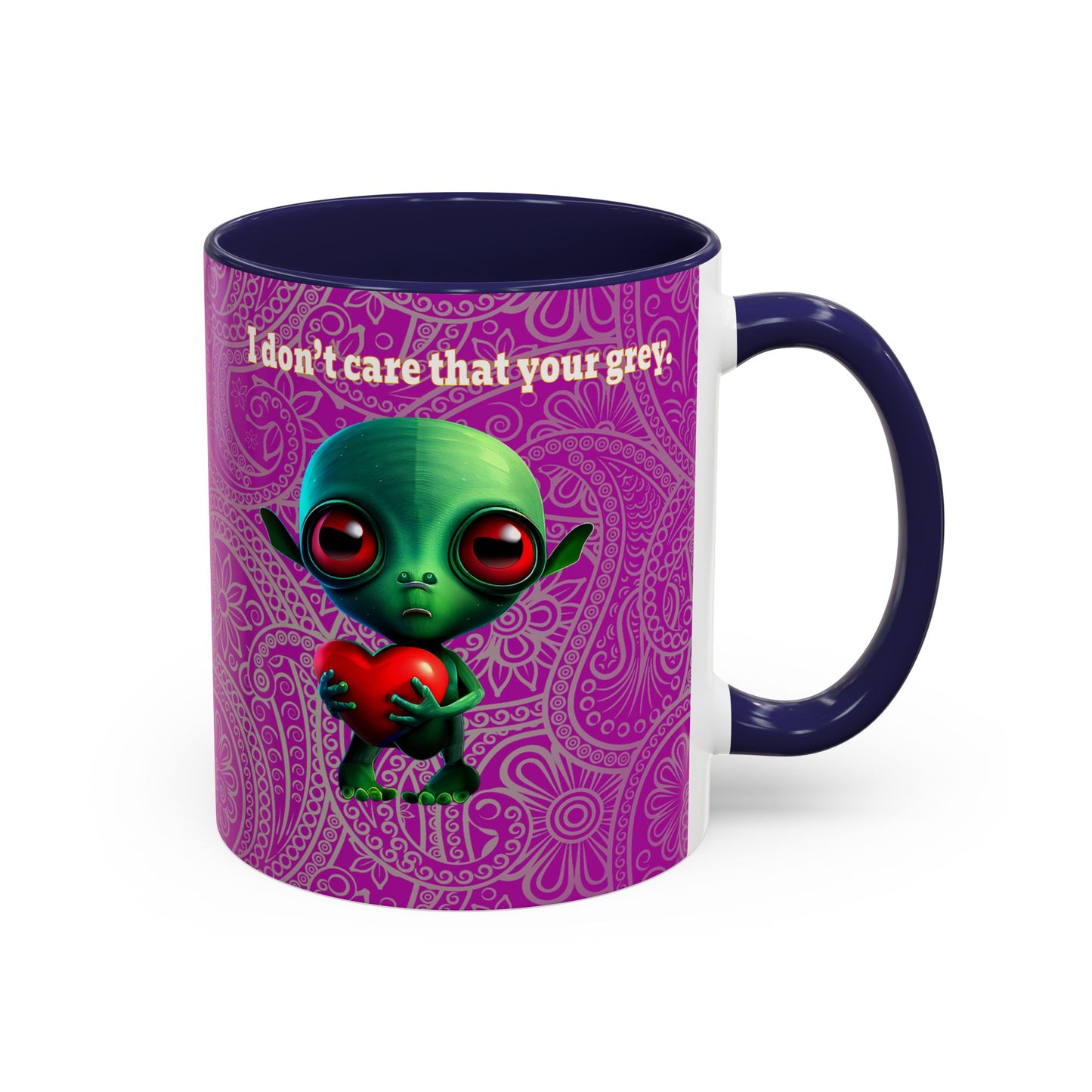 I don't care that your grey - Accent Mug (pink swirl)