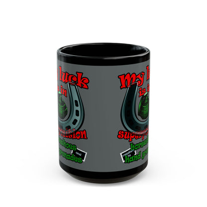 my luck - Black Mug (dark grey)