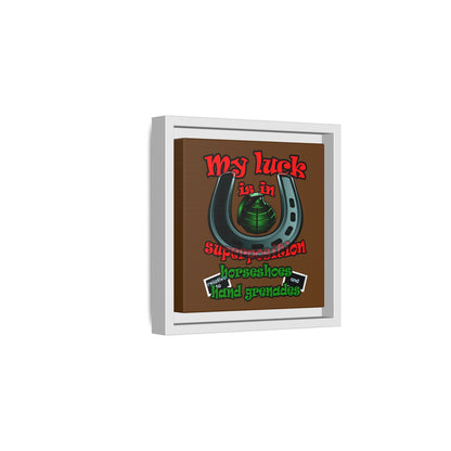 my luck - framed canvas art (brown)