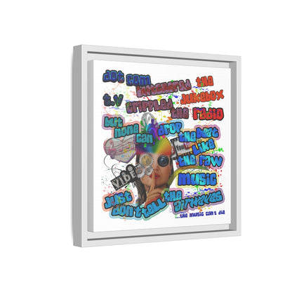 drop the beat - framed canvas art (white)