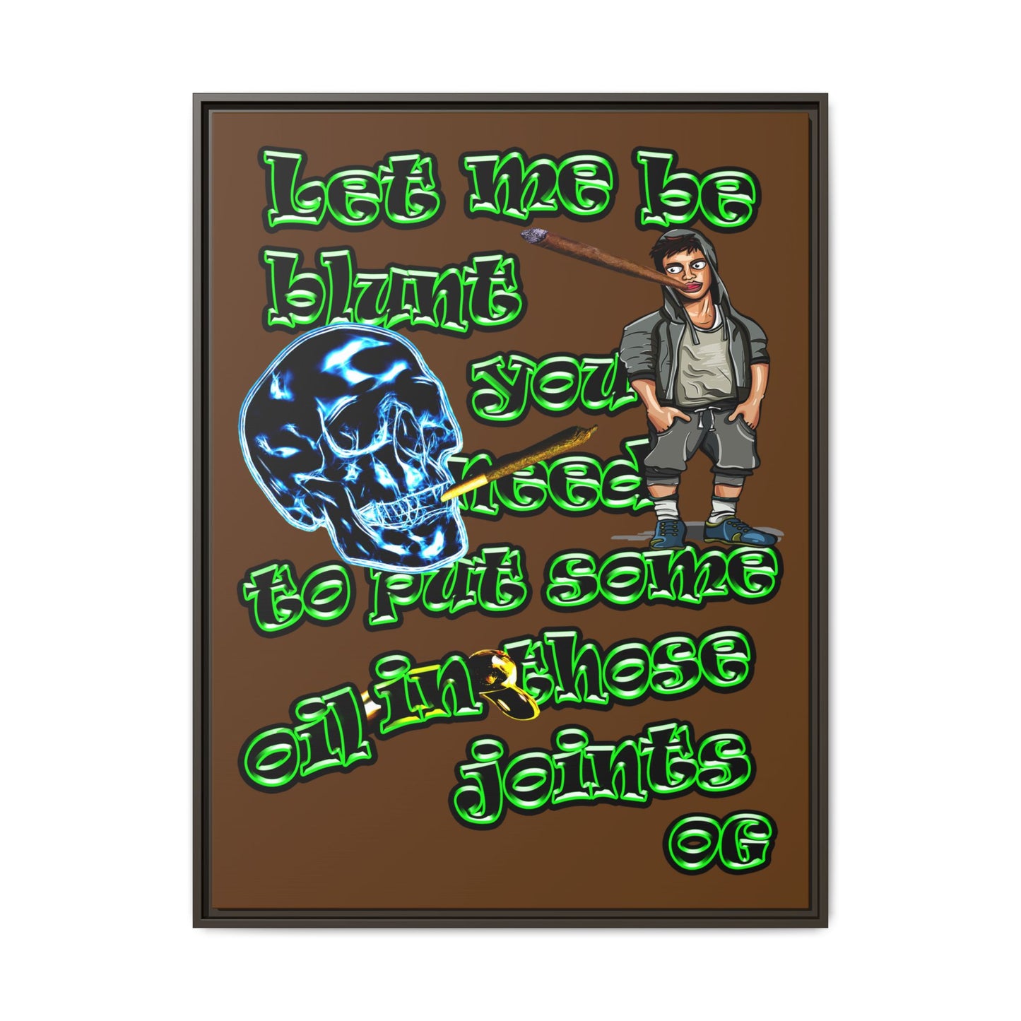 og - framed canvas art (brown)