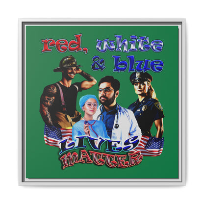 rw&b lives matter - framed canvas art (dark green)
