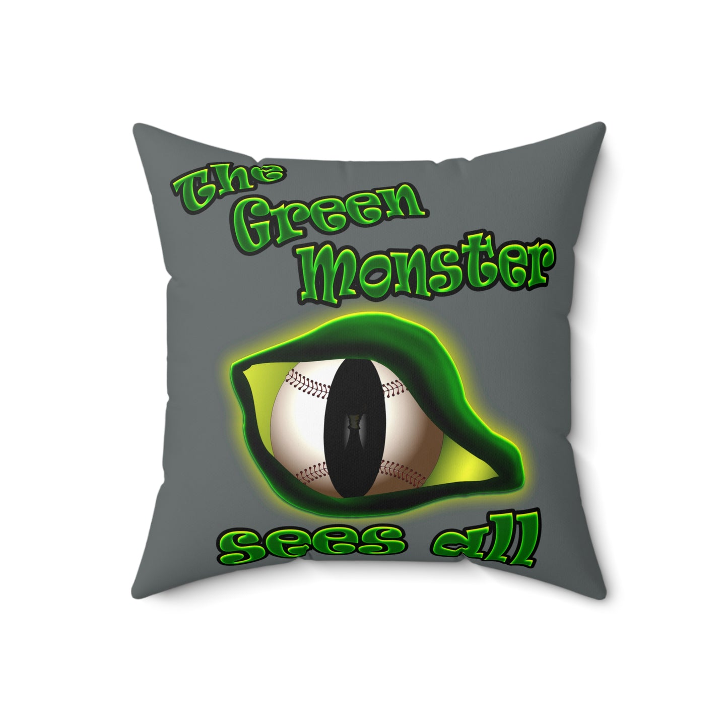 green monster - Spun Polyester Square Pillow - (dark grey)