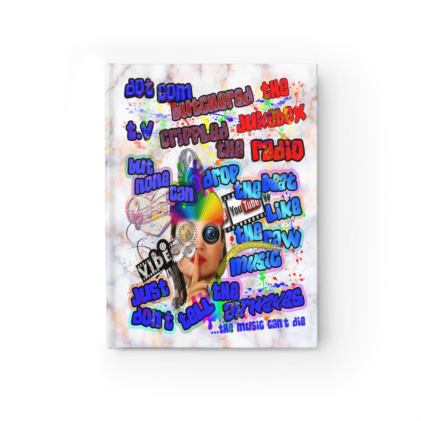 drop the beat - journal-lined (white marble)