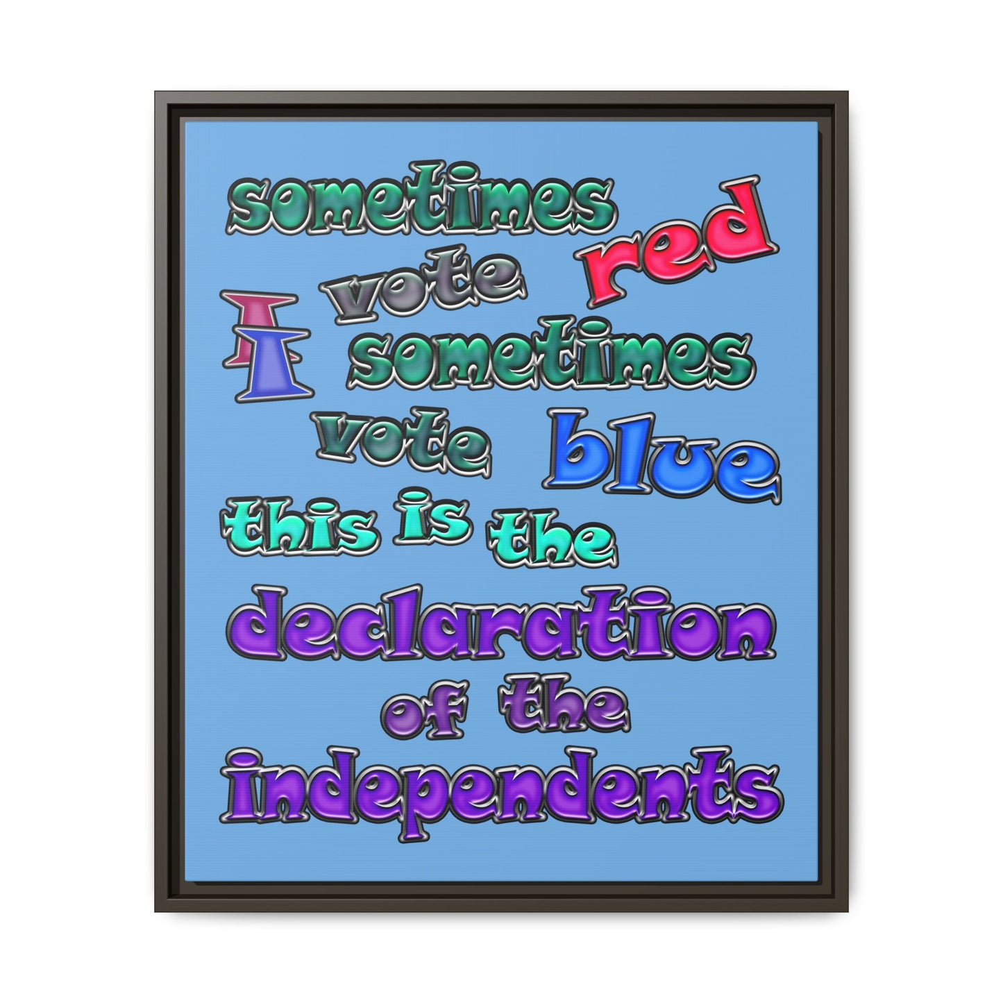 declaration of the independents - framed canvas art (light blue)