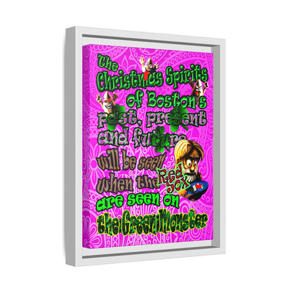 christmas spirits of boston - framed canvas art (pink swirl)