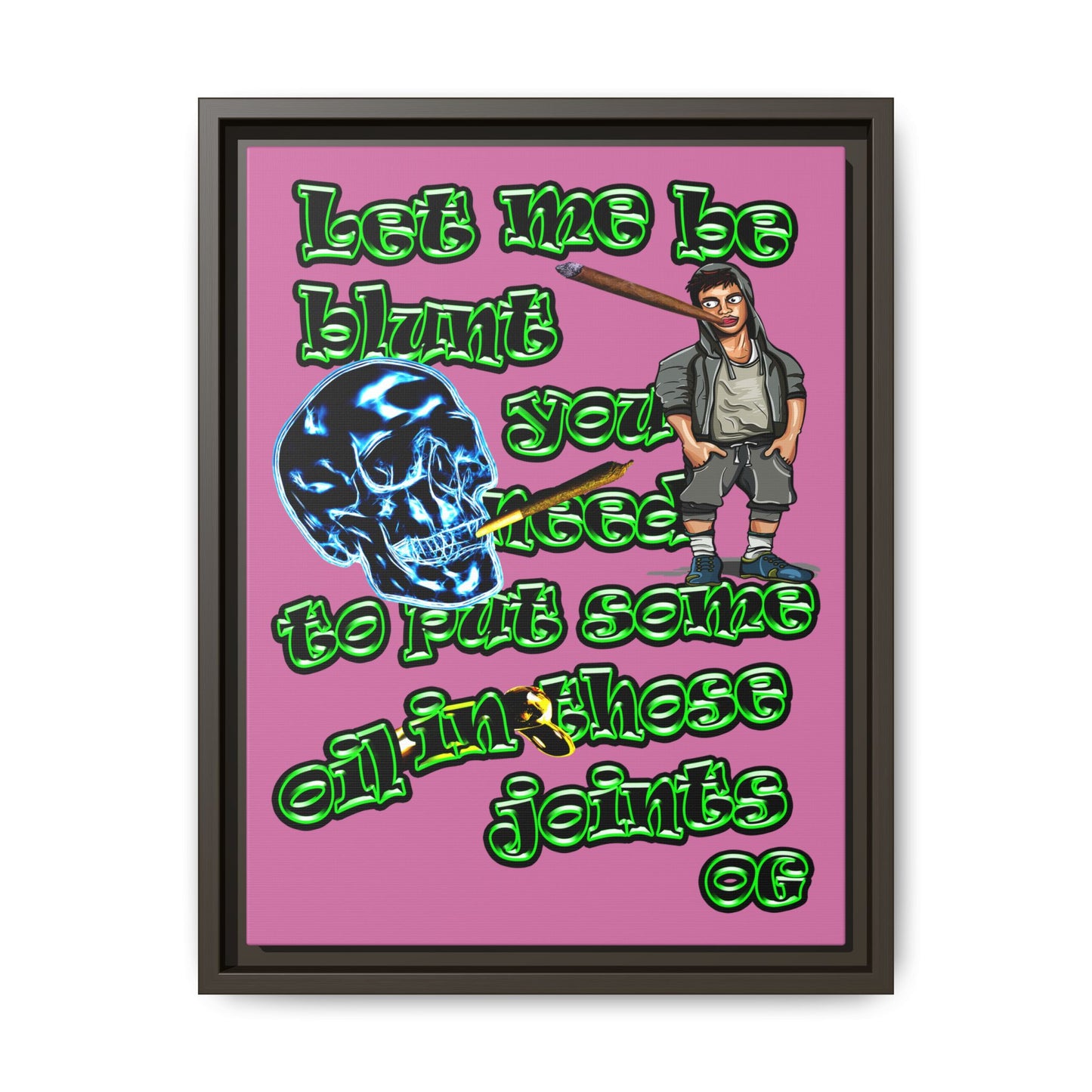 og - framed canvas art (light pink)