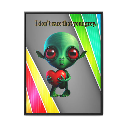 I don't care that your grey - framed canvas art (rainbow split)