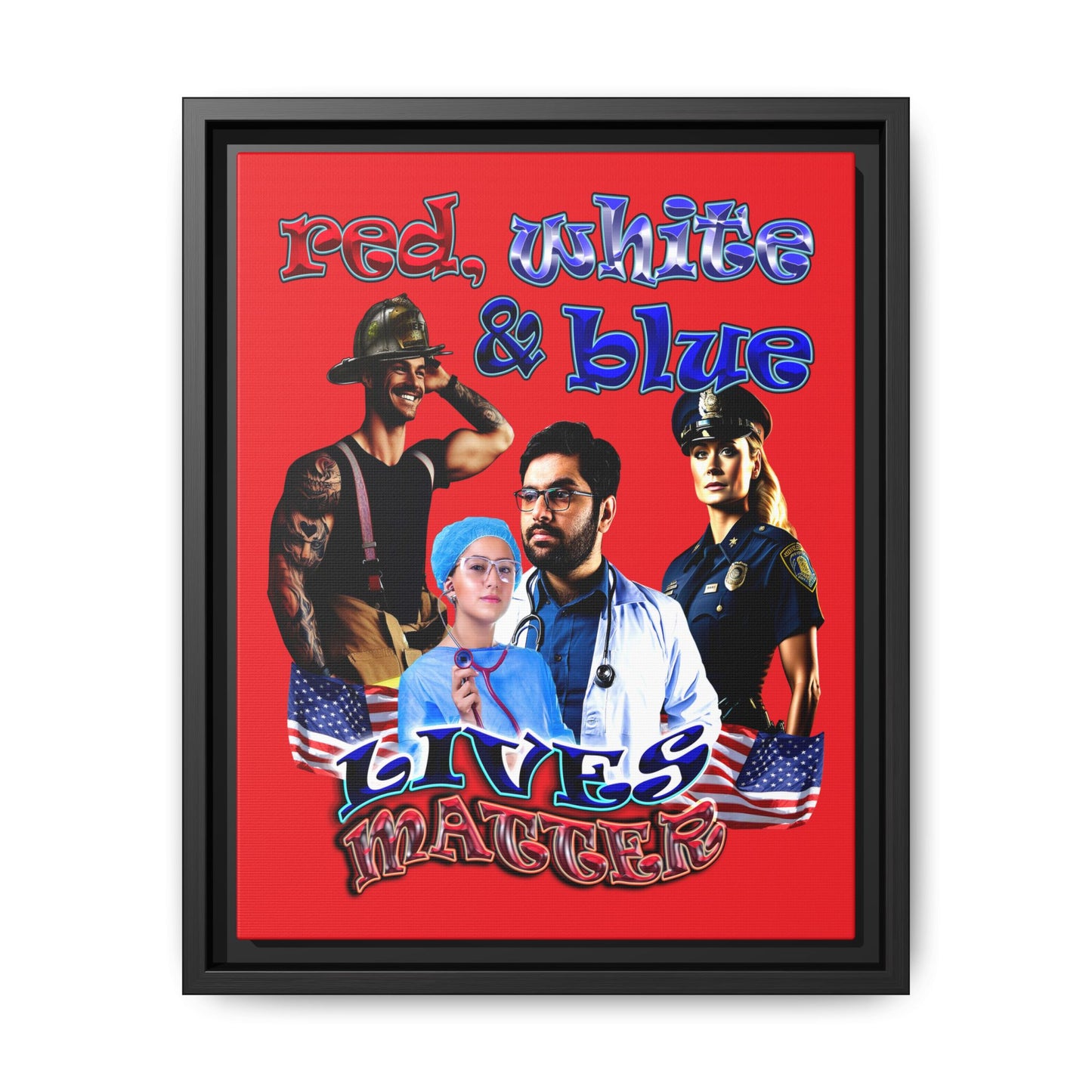 rw&b lives matter - framed canvas art (red)