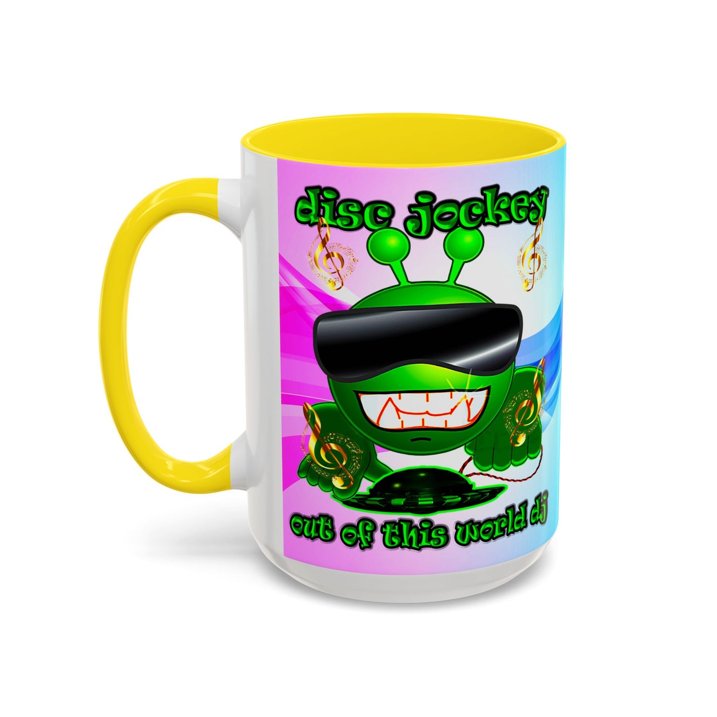disc jockey - Accent Mug (light blue-pink wave)