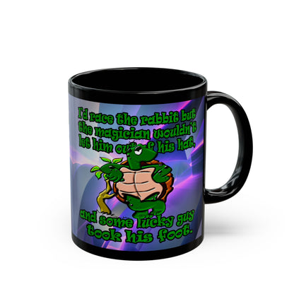 turtle race - Black Mug (grey-pink wave)
