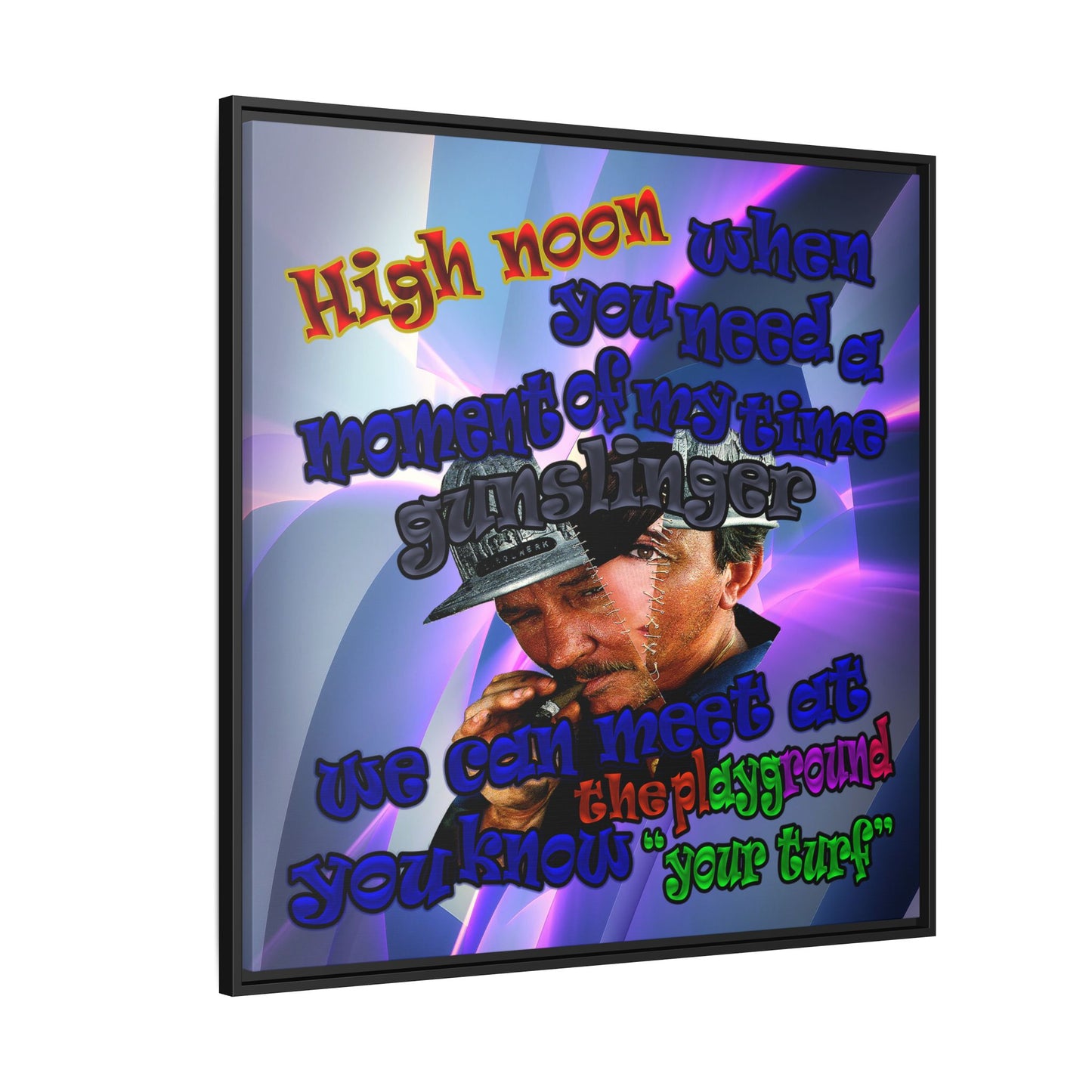 high noon - framed canvas art (grey-pink wave)