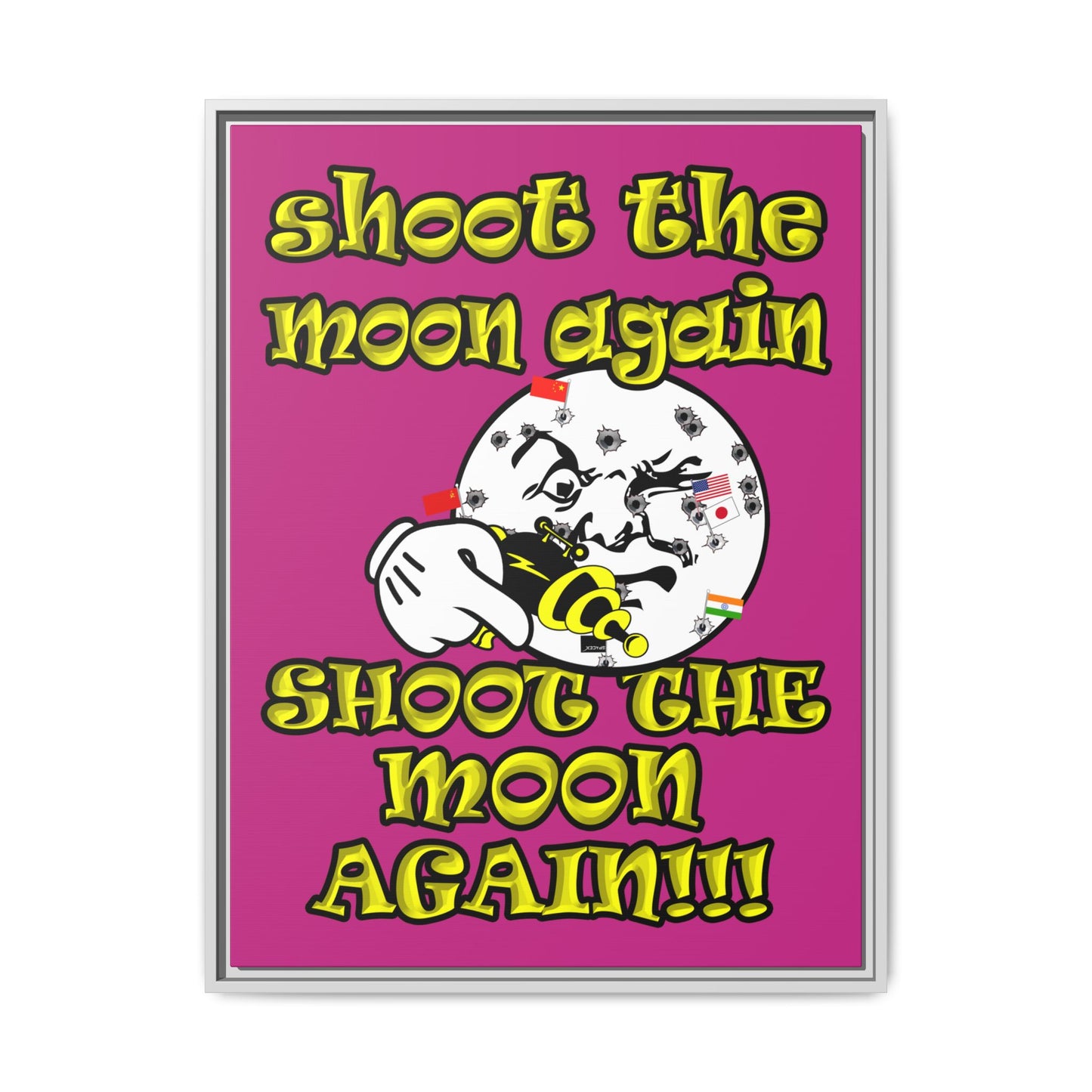 shoot the moon again - framed canvas art (pink)