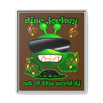 disc jockey - framed canvas art (brown)