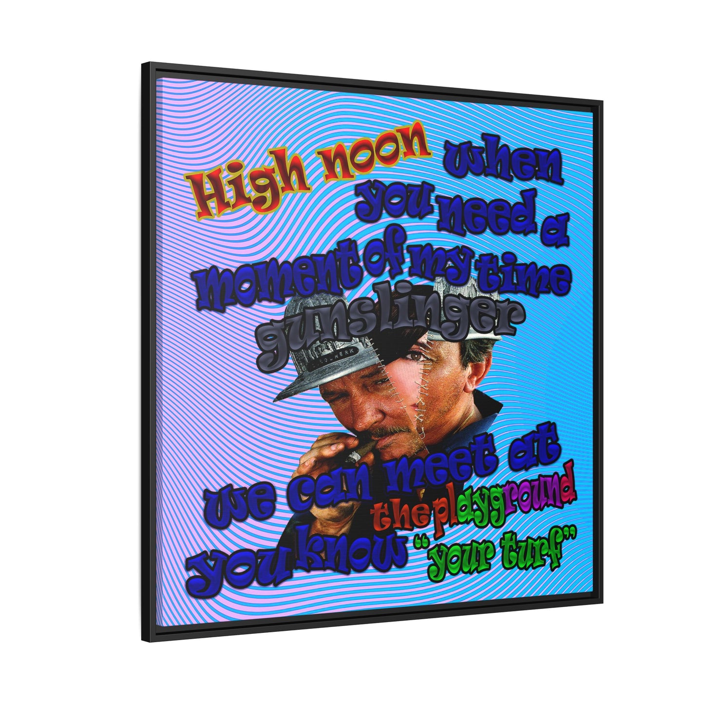 high noon - framed canvas art (light blue-purple wave)