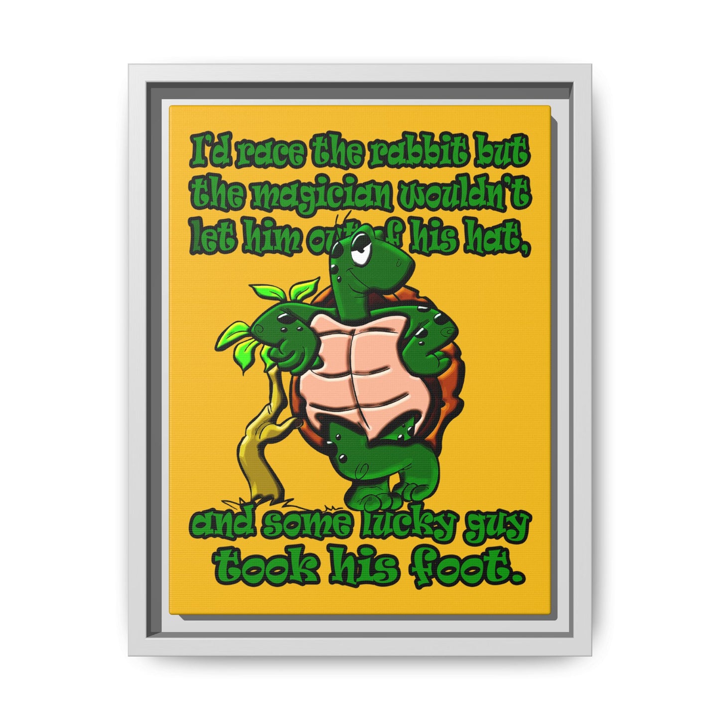 turtle race - framed canvas art (yellow)