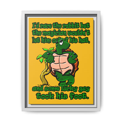 turtle race - framed canvas art (yellow)