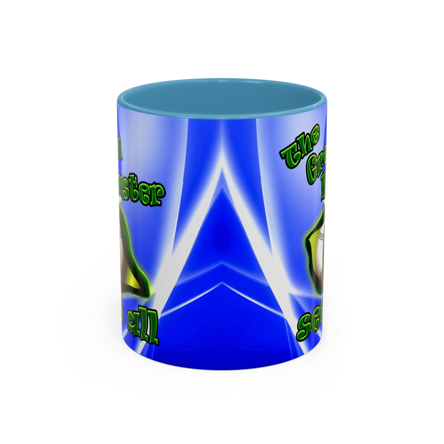 green monster - Accent Mug (blue-white wave)