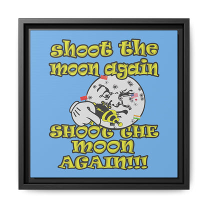 shoot the moon again - framed canvas art (light blue)