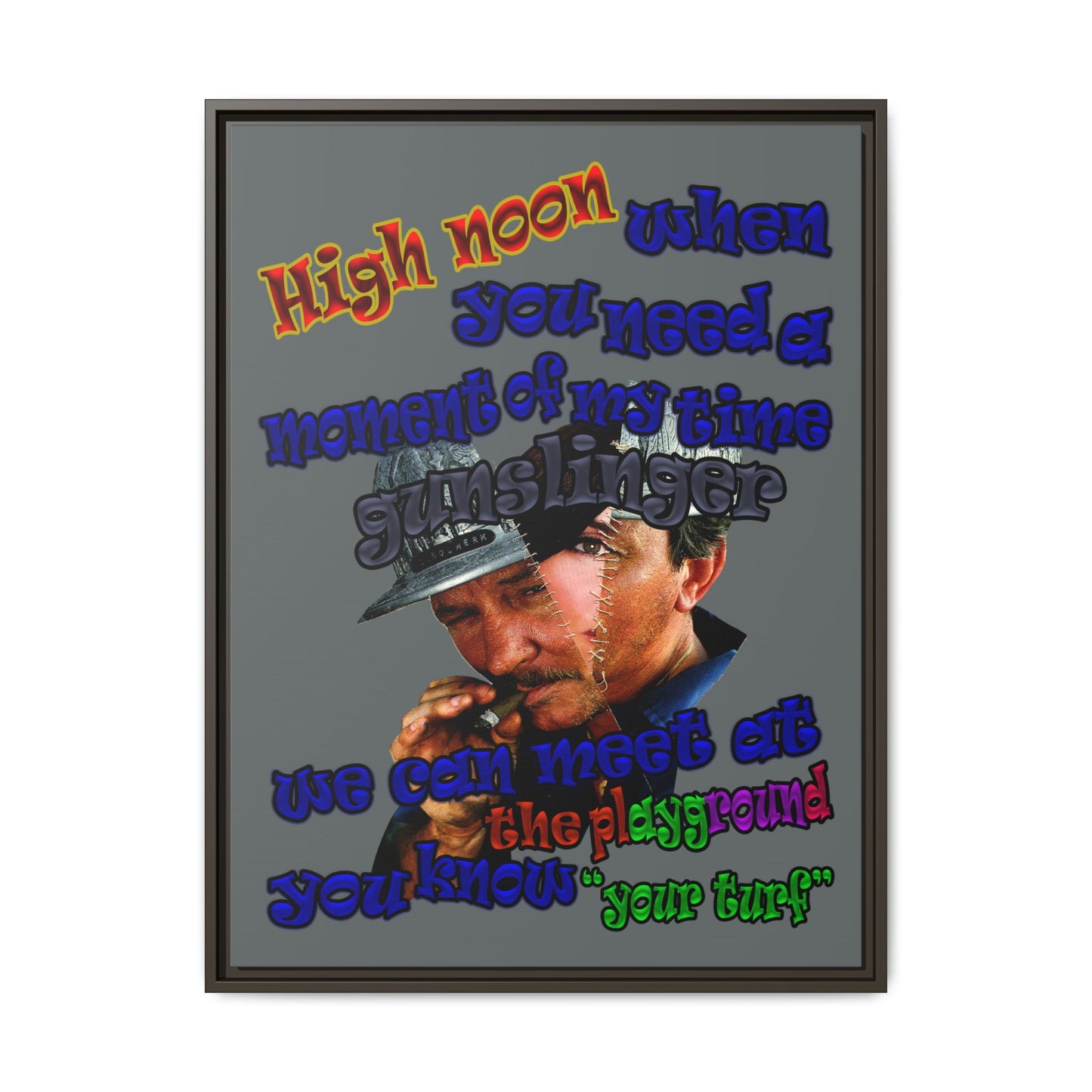 high noon - framed canvas art (dark grey)