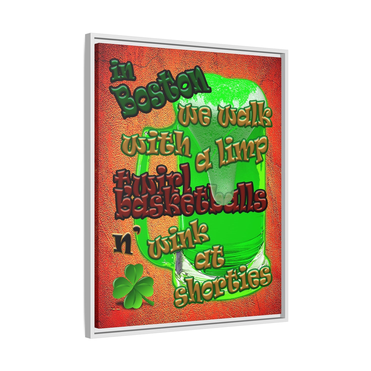 celtics logo - framed canvas art (burnt orange)