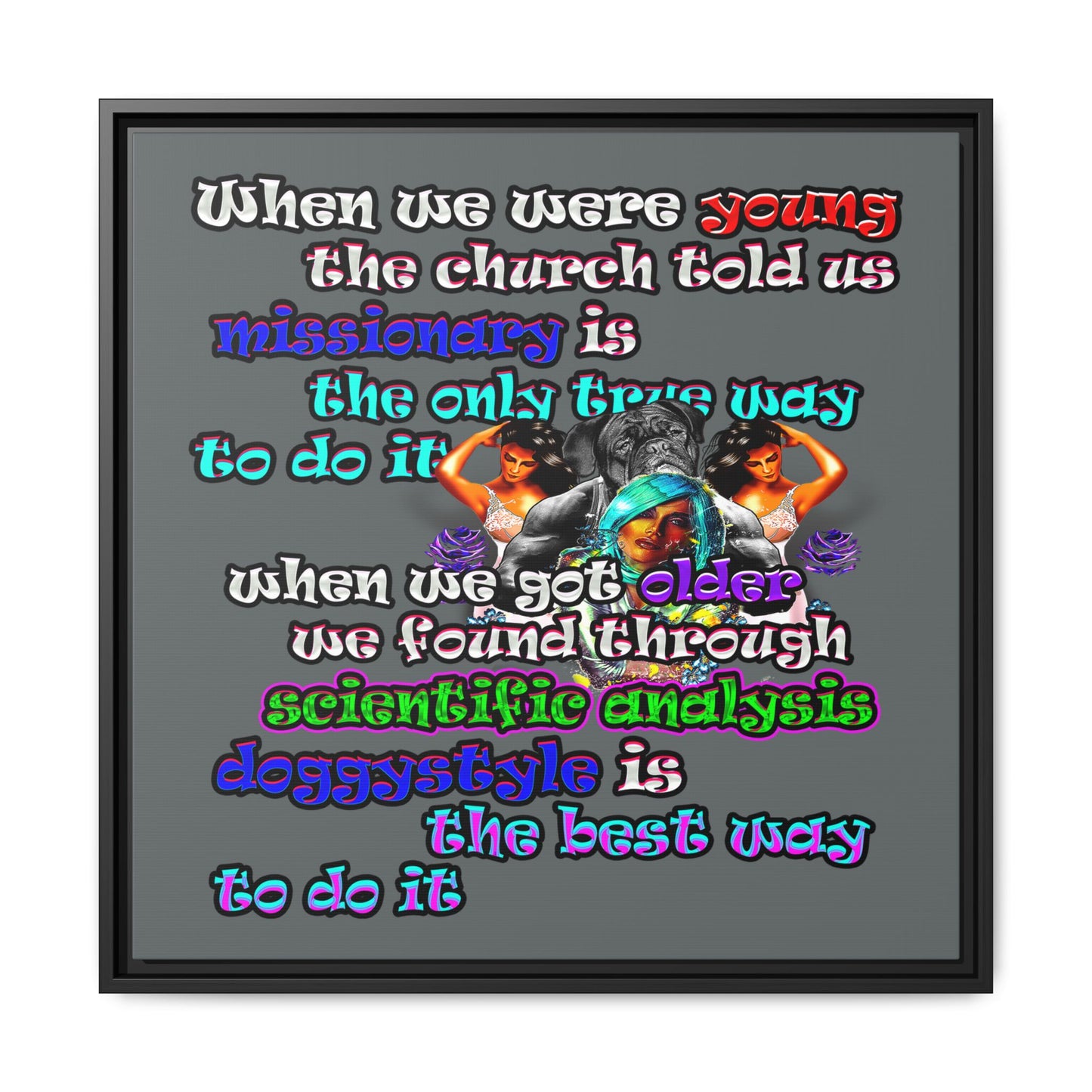 doggystyle - framed canvas art (dark grey)